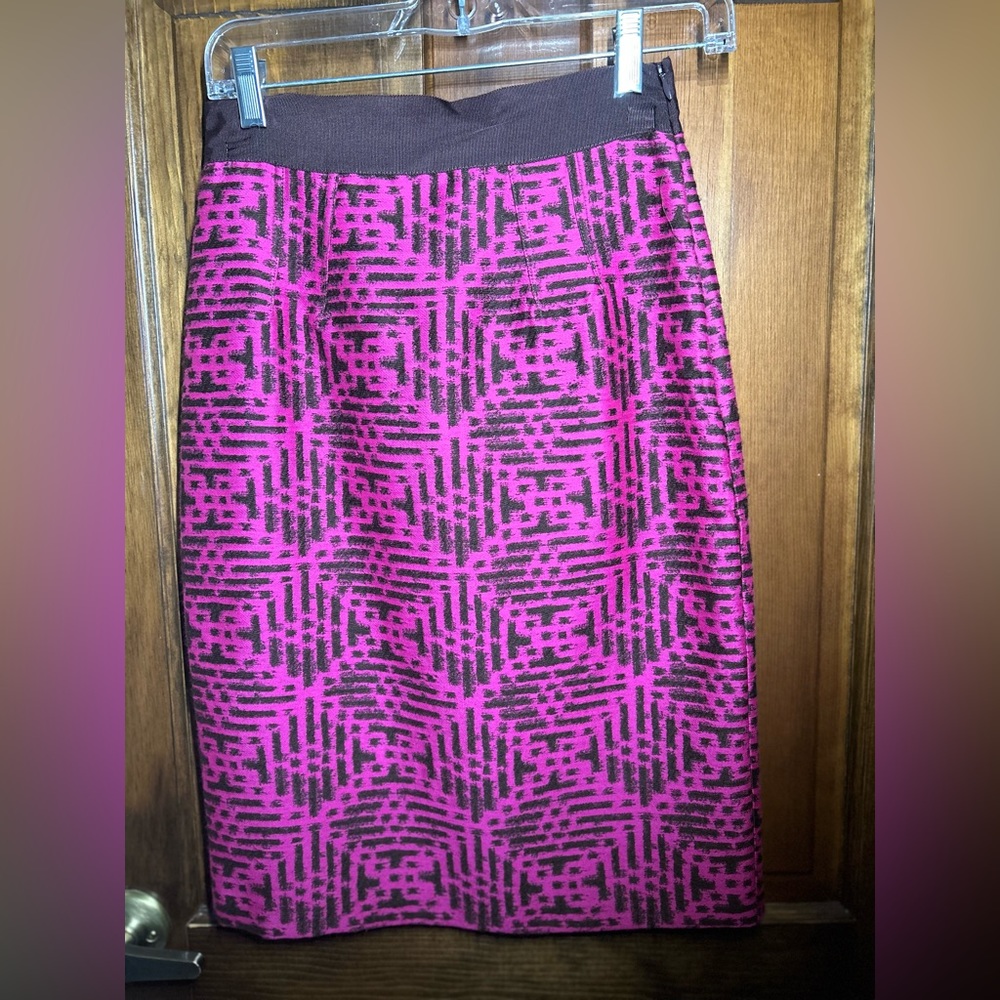 Anthropologie Pink and Black Pencil Skirt